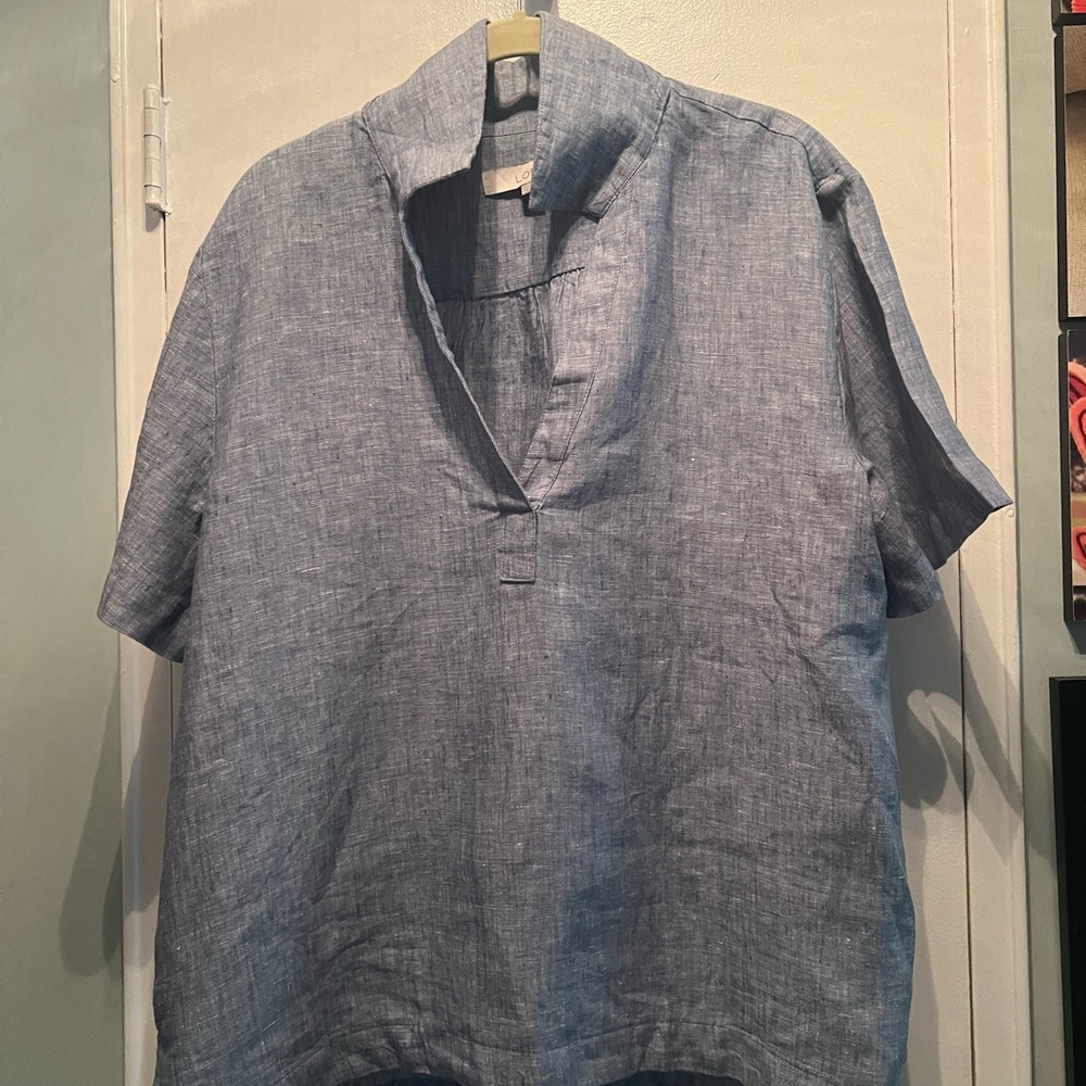 LOFT Blue Short Sleeve Shirt